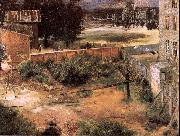 Adolph von Menzel Rear of House and Backyard USA oil painting artist